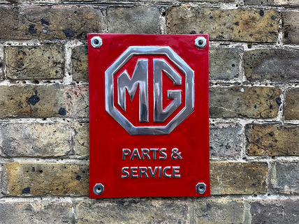 red aluminium MG parts & servie plaque